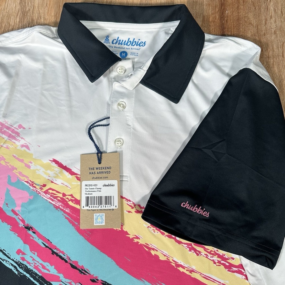 NEW Chubbies The Tennis Champ Performance Golf Polo Mens Medium 582202-023